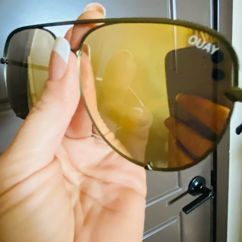 Quay Australia Gold Aviator and Black Square Sunglasses - Picture 9 of 14